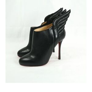 Christian Louboutin Mercura 100mm Black Leather Wing Bootie Pump 38 1/2